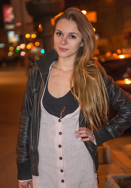 Stunning blonde youthful Karissa Diamond in hot pantyhose uncovering tiny tits and bald pussy outdoor